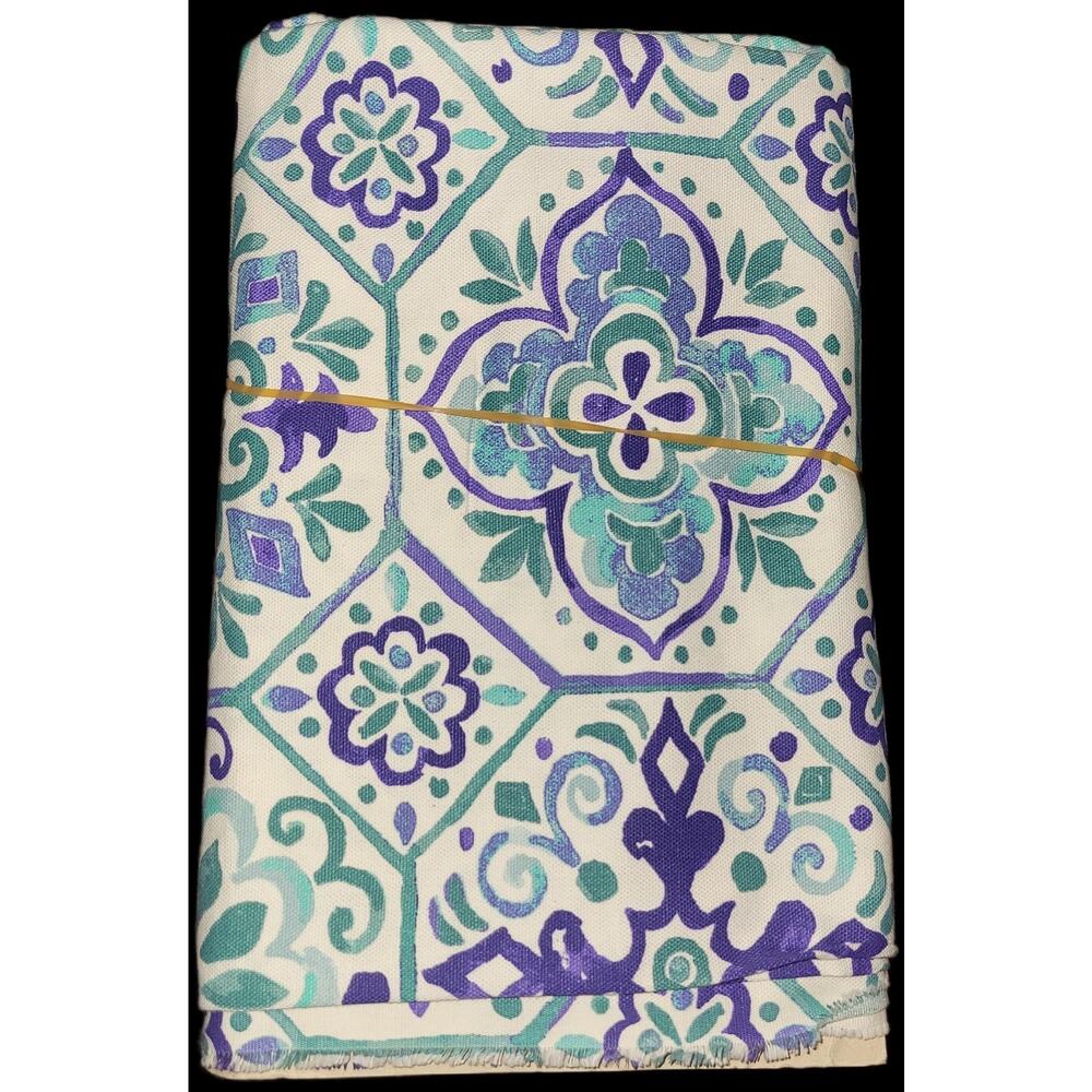 Better Homes & Gardens Fabric Teal Tile Cotton 72x45" 2yds Screen Print Blues